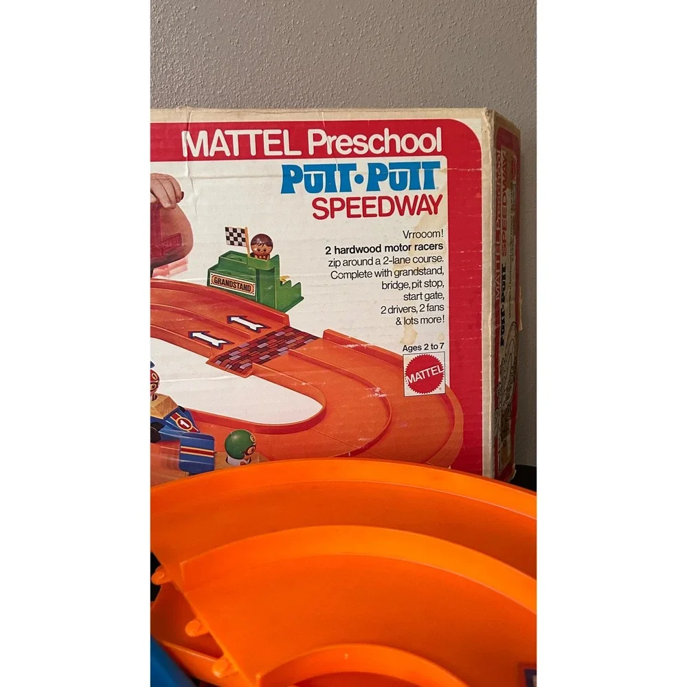 Vintage 1974 Mattel Preschool Putt-Putt Speedway Race Track Set Complete